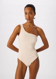Textured One Shoulder Swimsuit