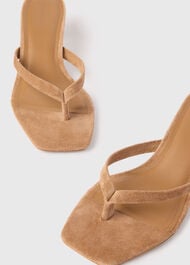 Suede Toe Post Heeled Mule