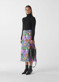 Simone Floral Print Silk Skirt