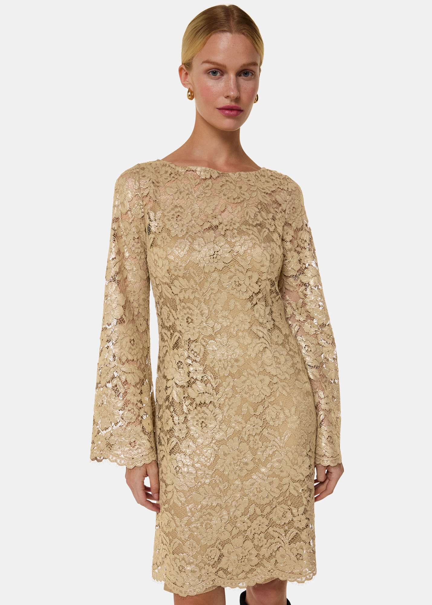 Gold lace mini dress cheap