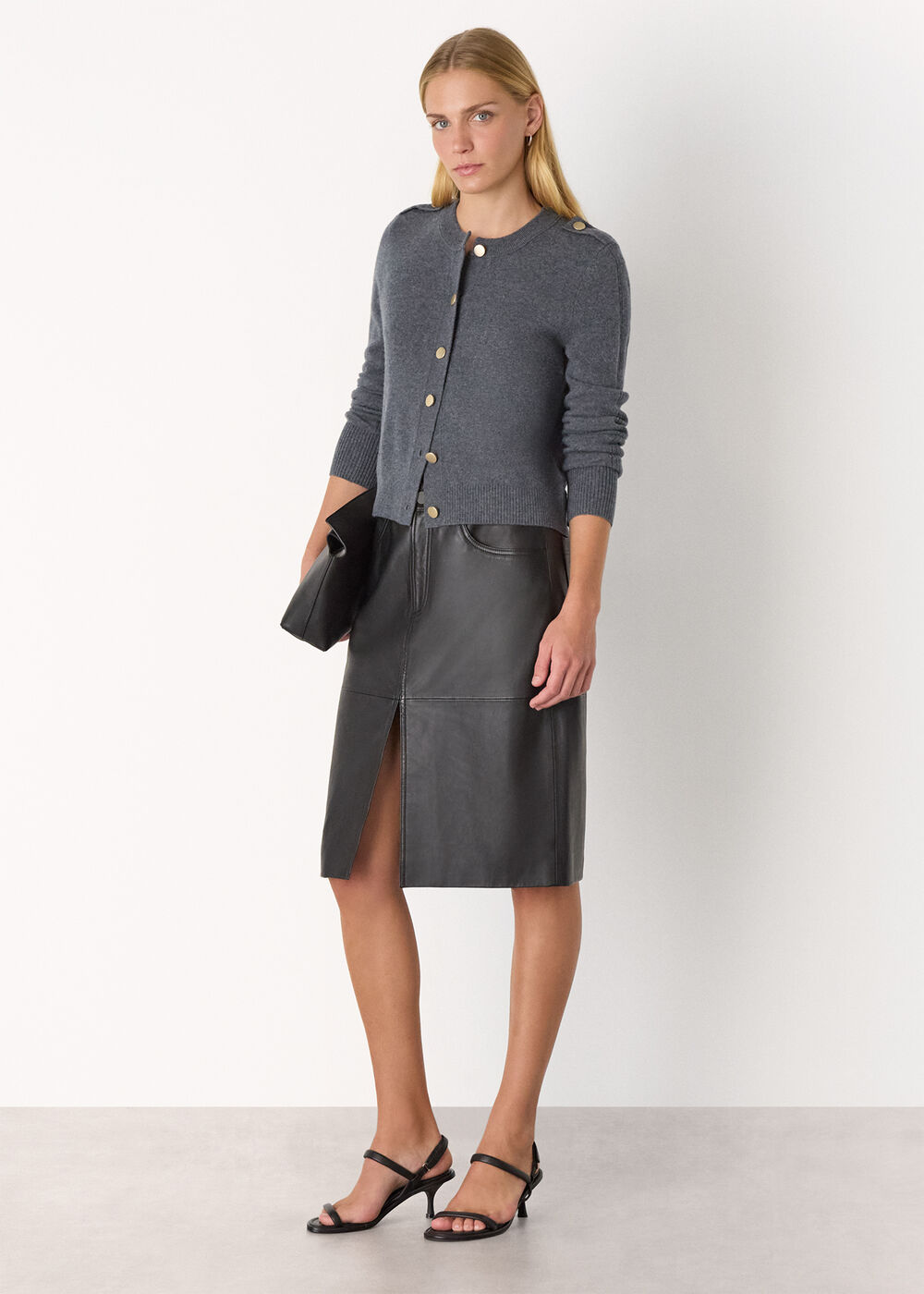 Military Crew Neck Cardigan