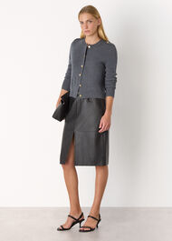 Military Crew Neck Cardigan