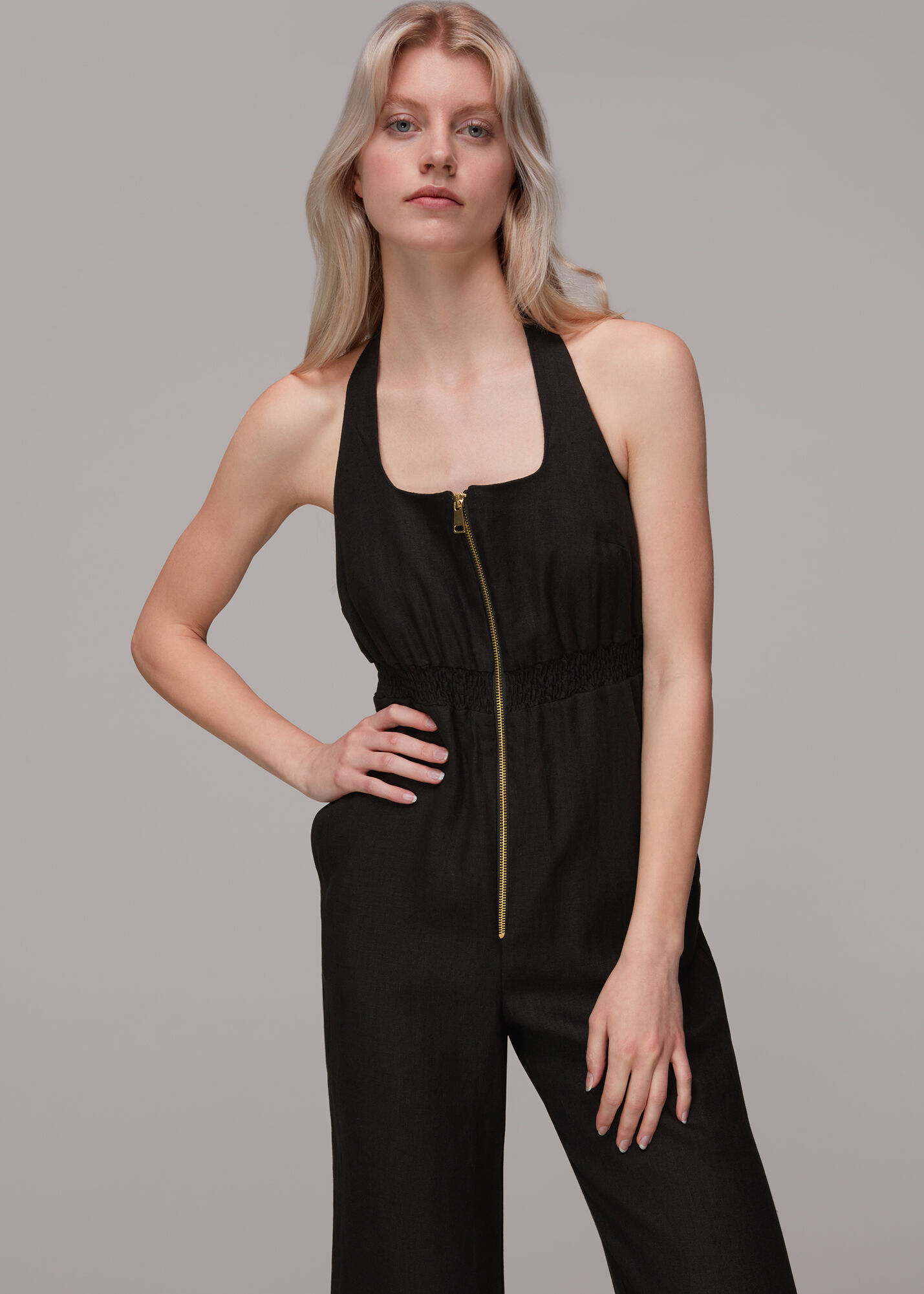 Linen hotsell halter jumpsuit