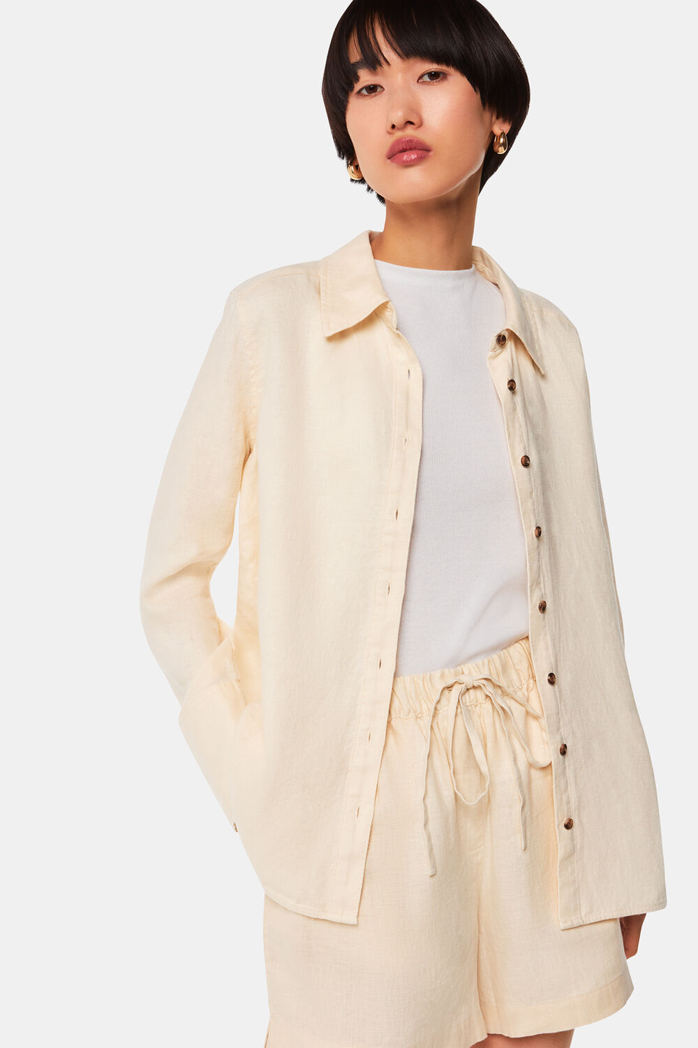 Ivory Linen Elasticated Short