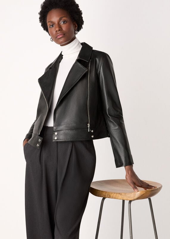 Black Clean Zip Leather Jacket