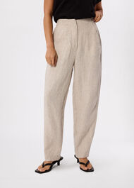 Petite Linen Barrel Leg Trouser