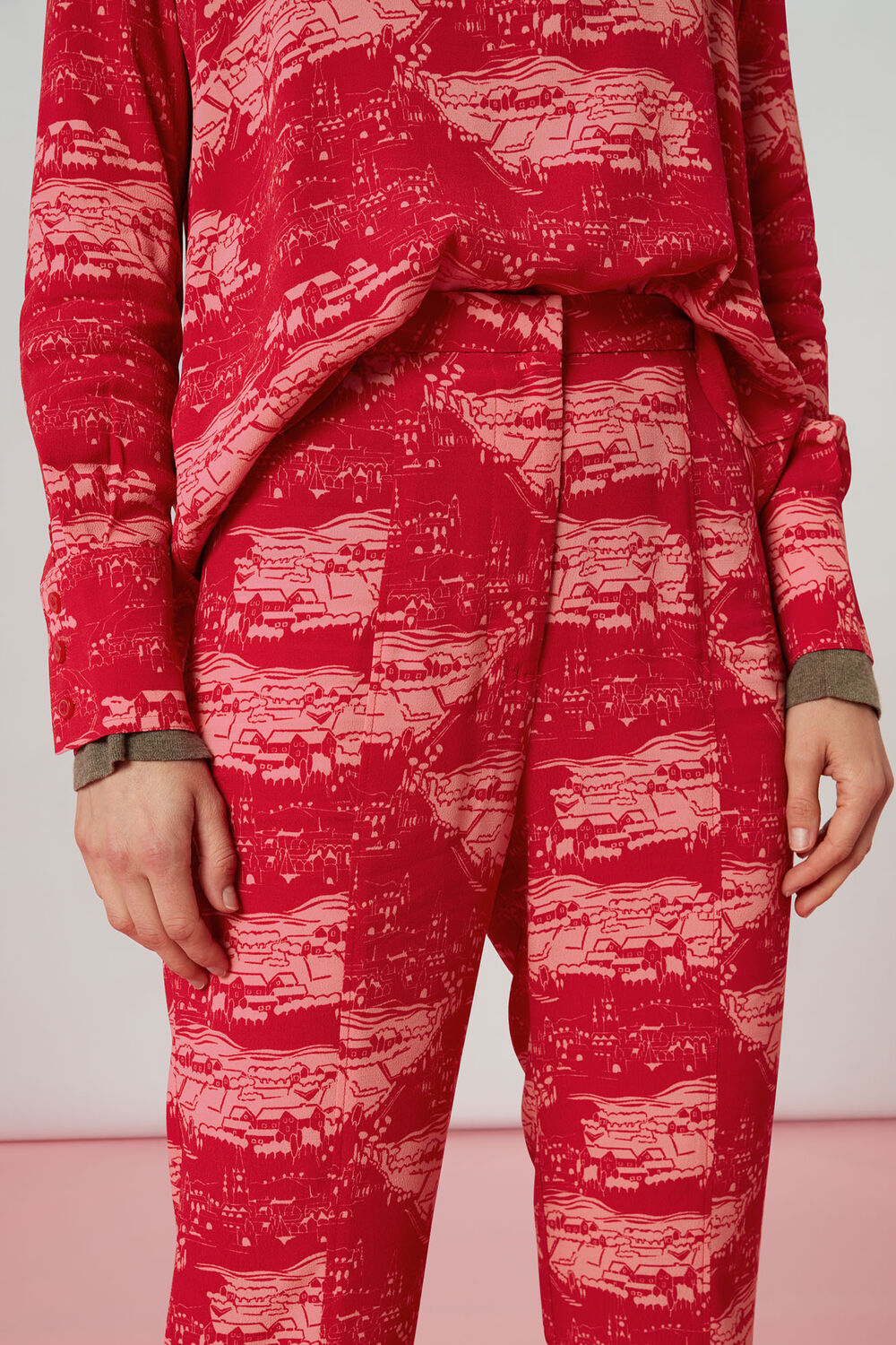 Field Print Flared Trousers