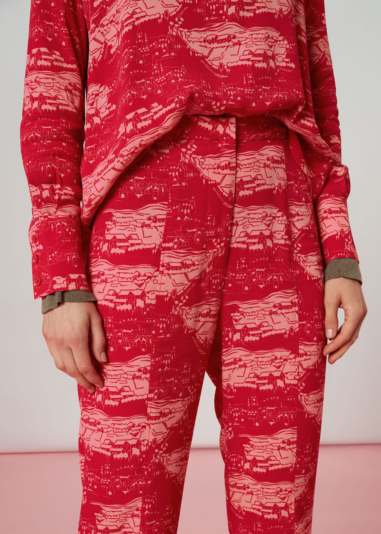 Field Print Flared Trousers