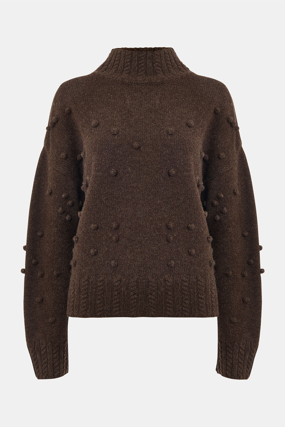 Brown Wool Irregular Bobble Knit