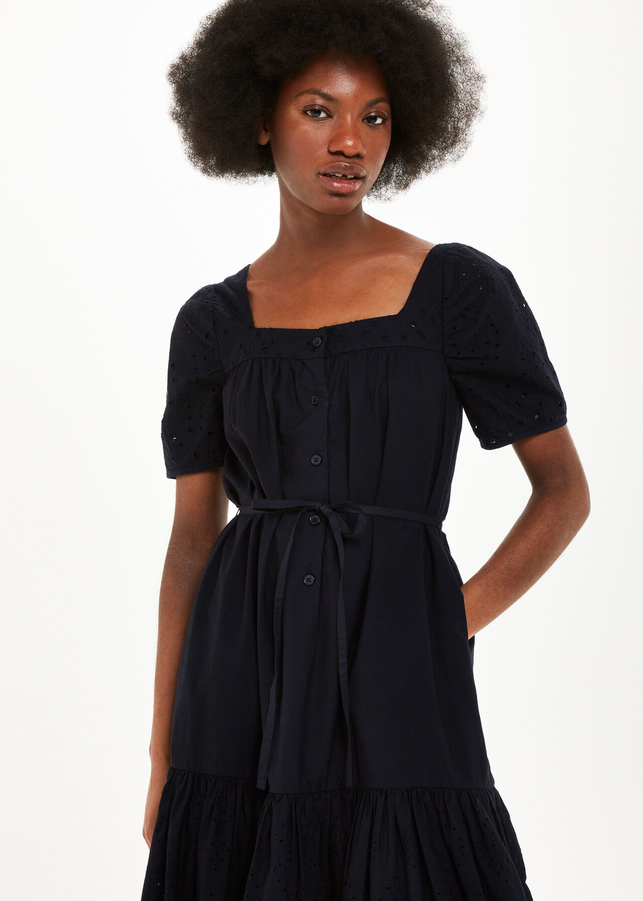 Broderie Poplin Trapeze Dress