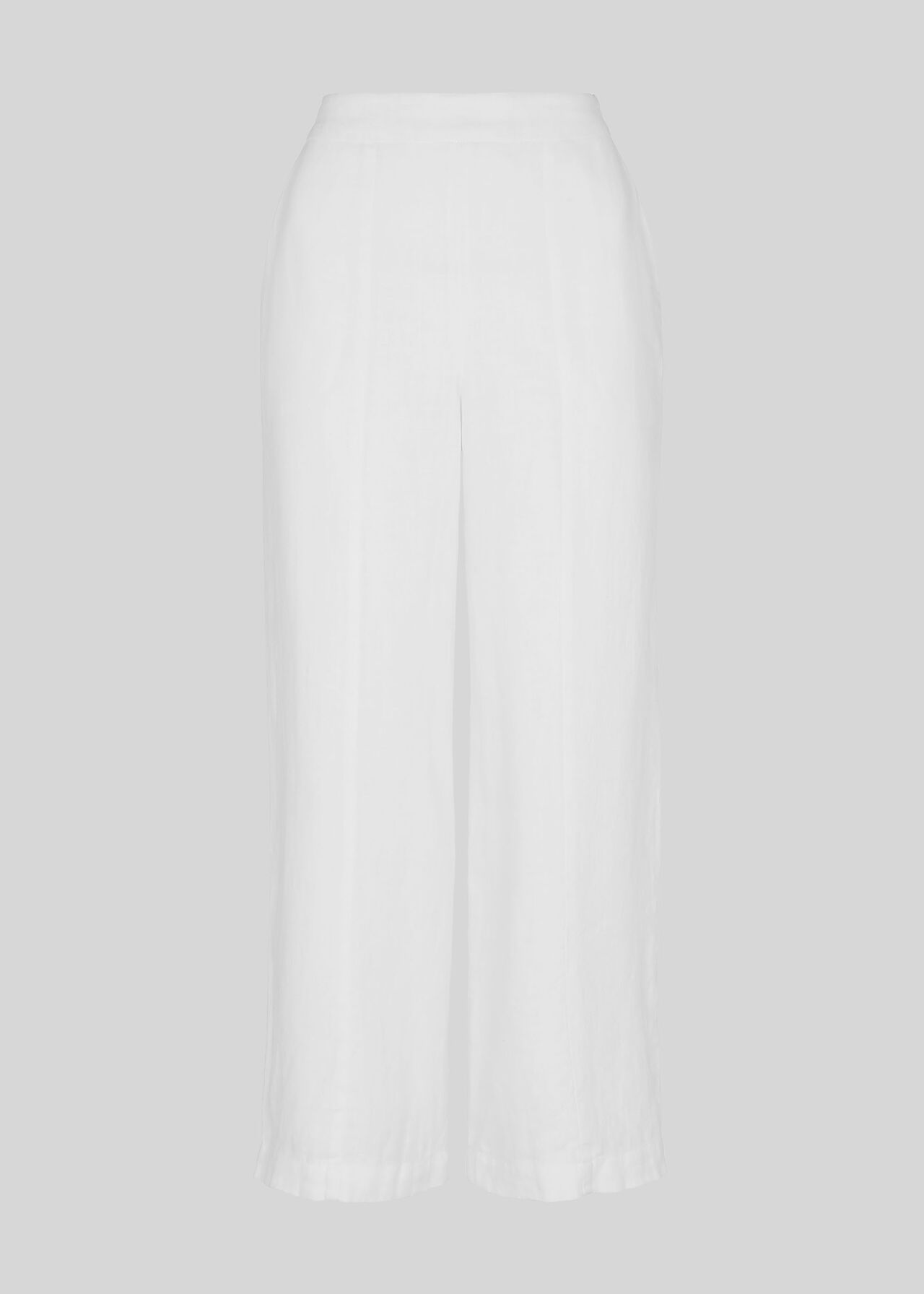 Linen Cropped Wide Leg Trouser White