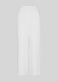 Linen Cropped Wide Leg Trouser White