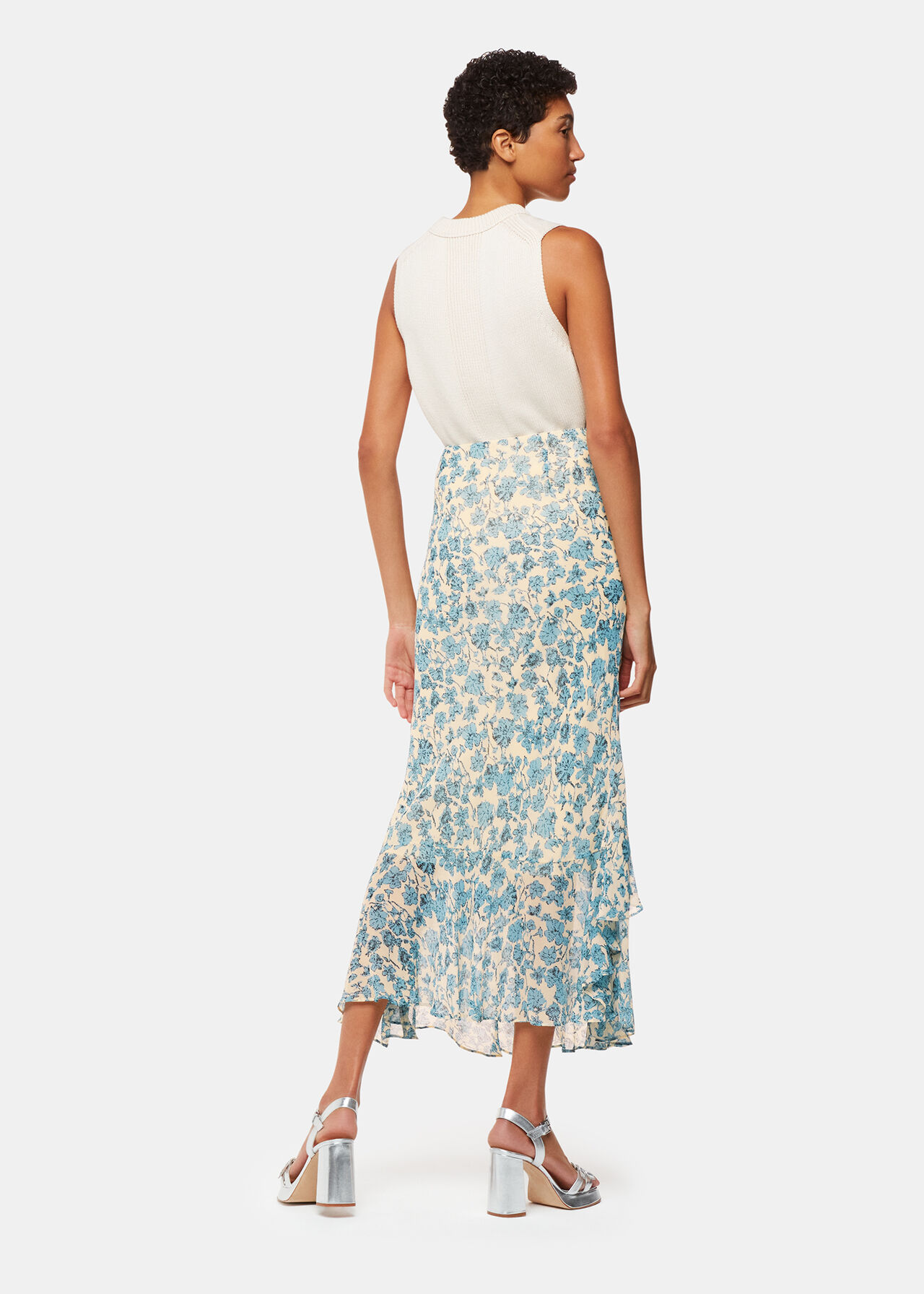 Shaded Floral Midi Skirt