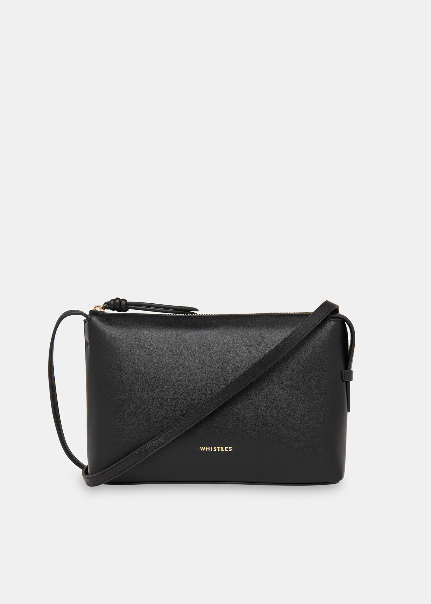 Black Kaia Zip Top Crossbody Bag | WHISTLES | Whistles UK |