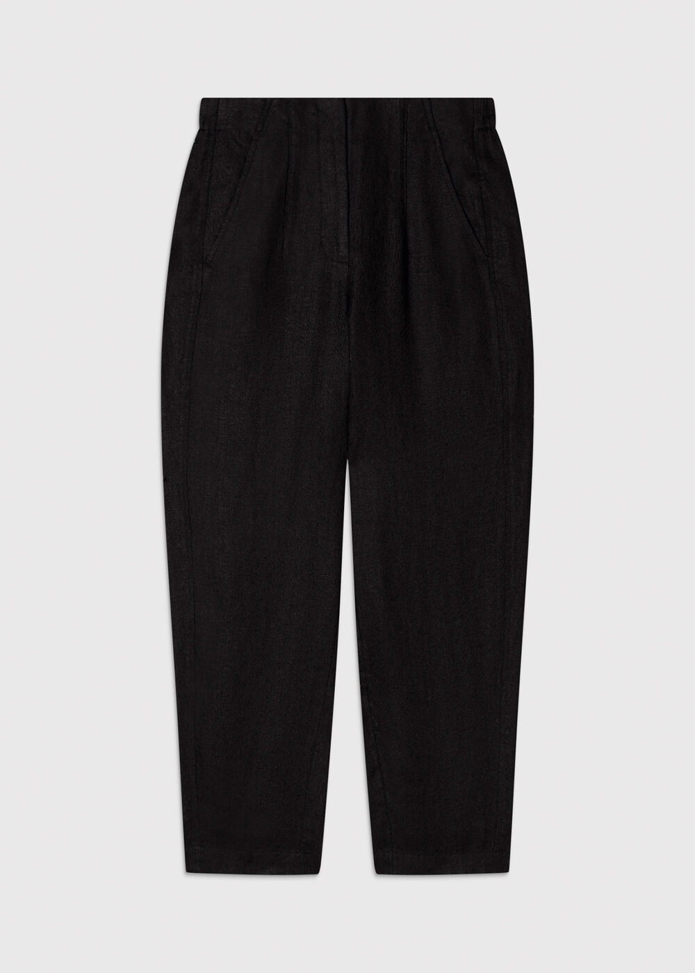 Petite Linen Barrel Leg Trouser