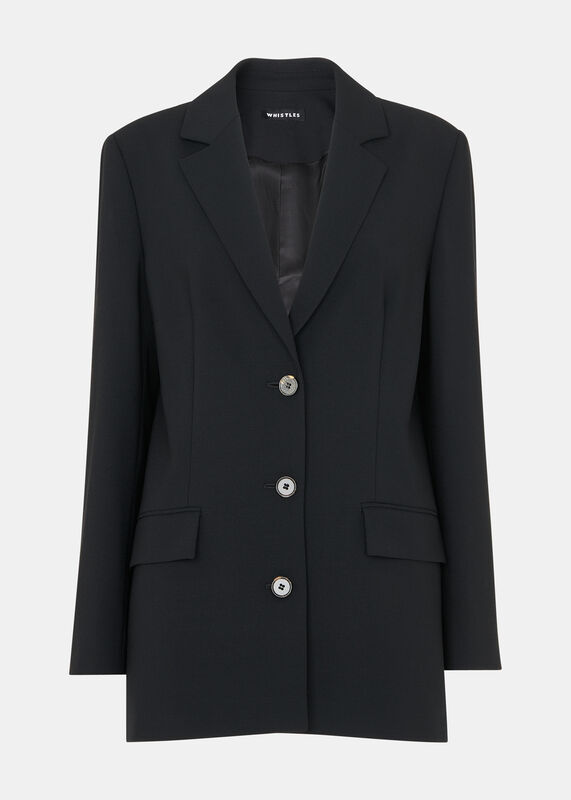 Black Amelie Wool Blend Blazer