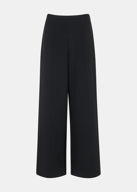 Black Petite Ponte Wide Leg Trouser