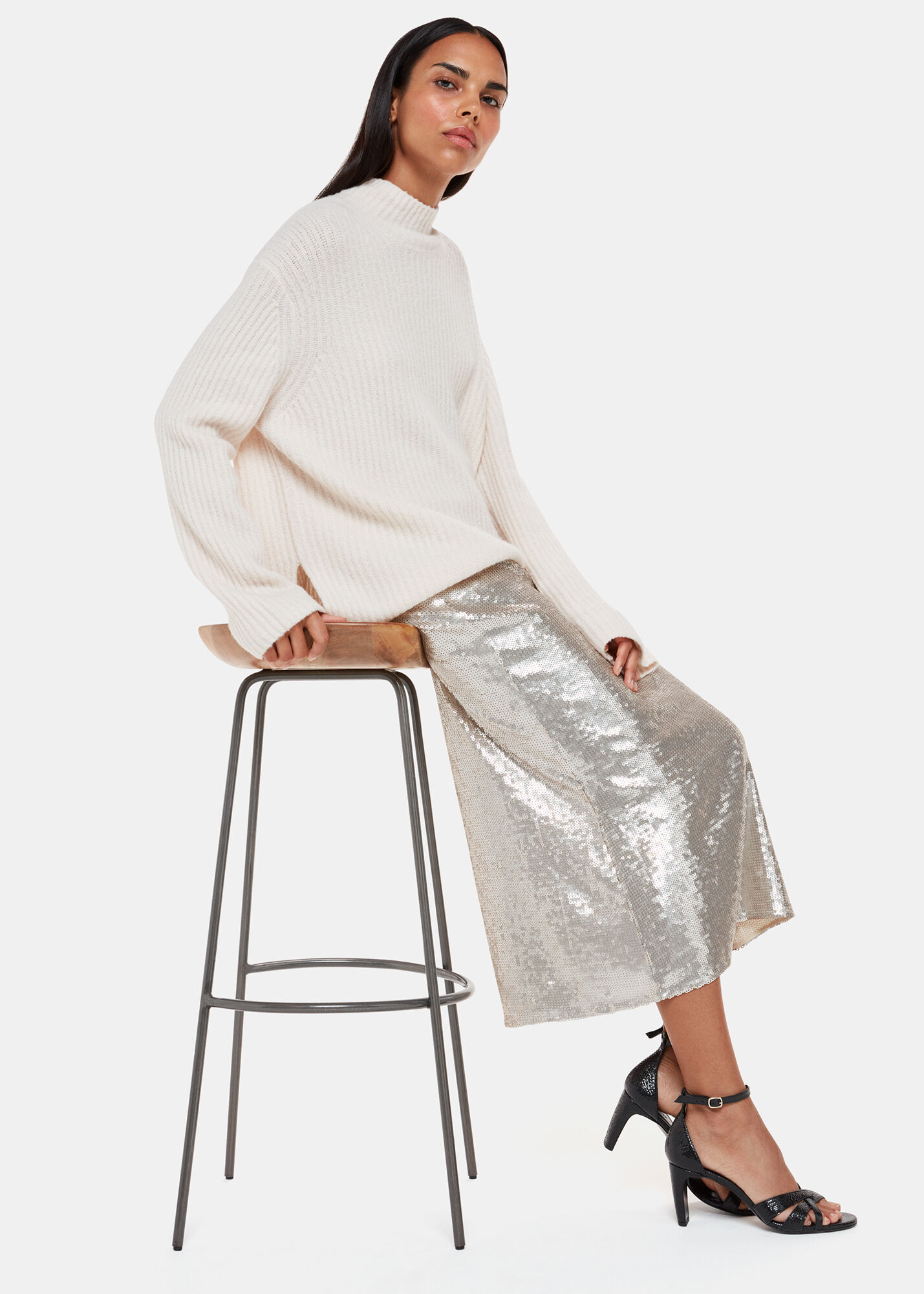 Whistles silver top sequin skirt