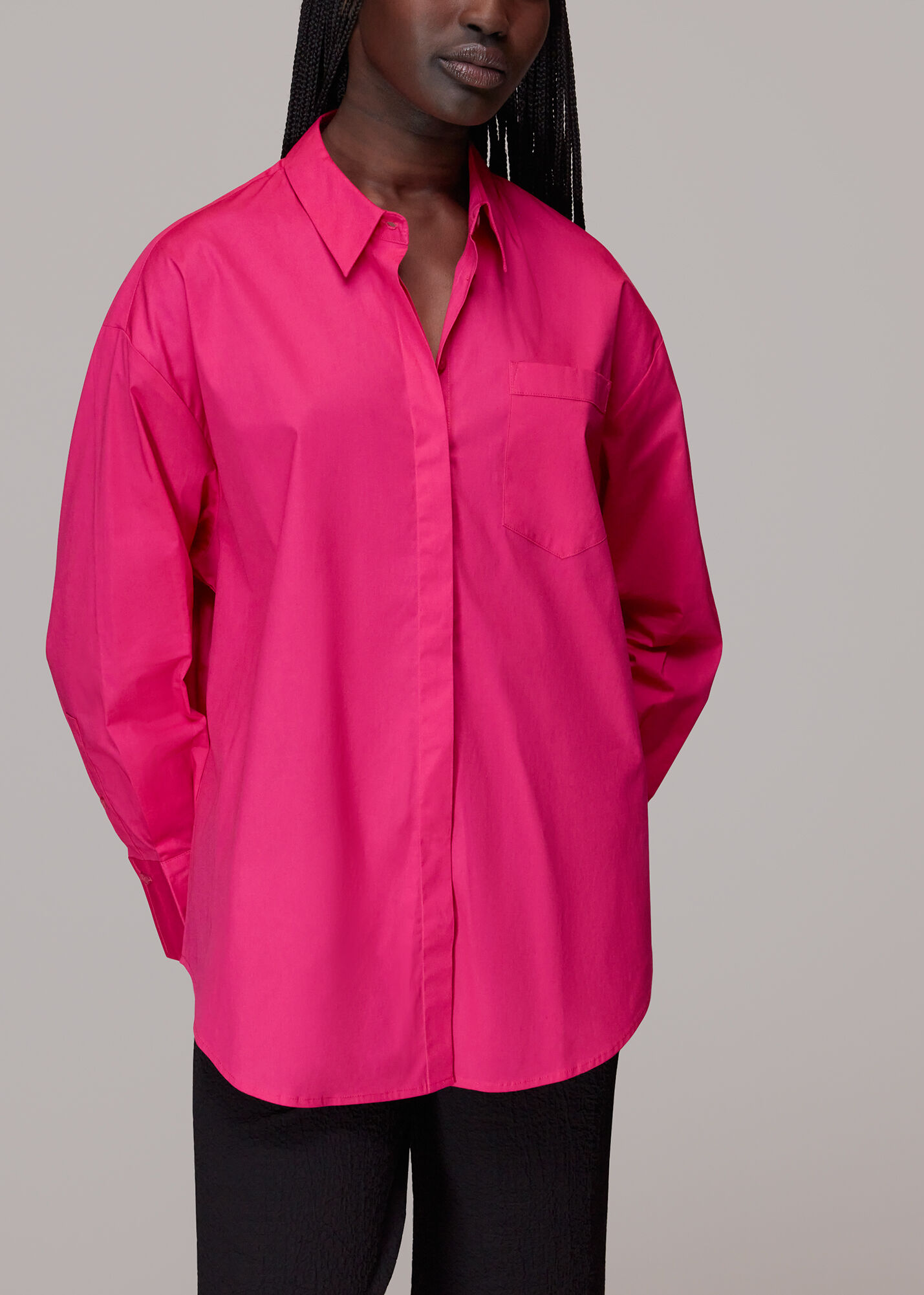 Pink Oversized Shirt | WHISTLES | Whistles US |