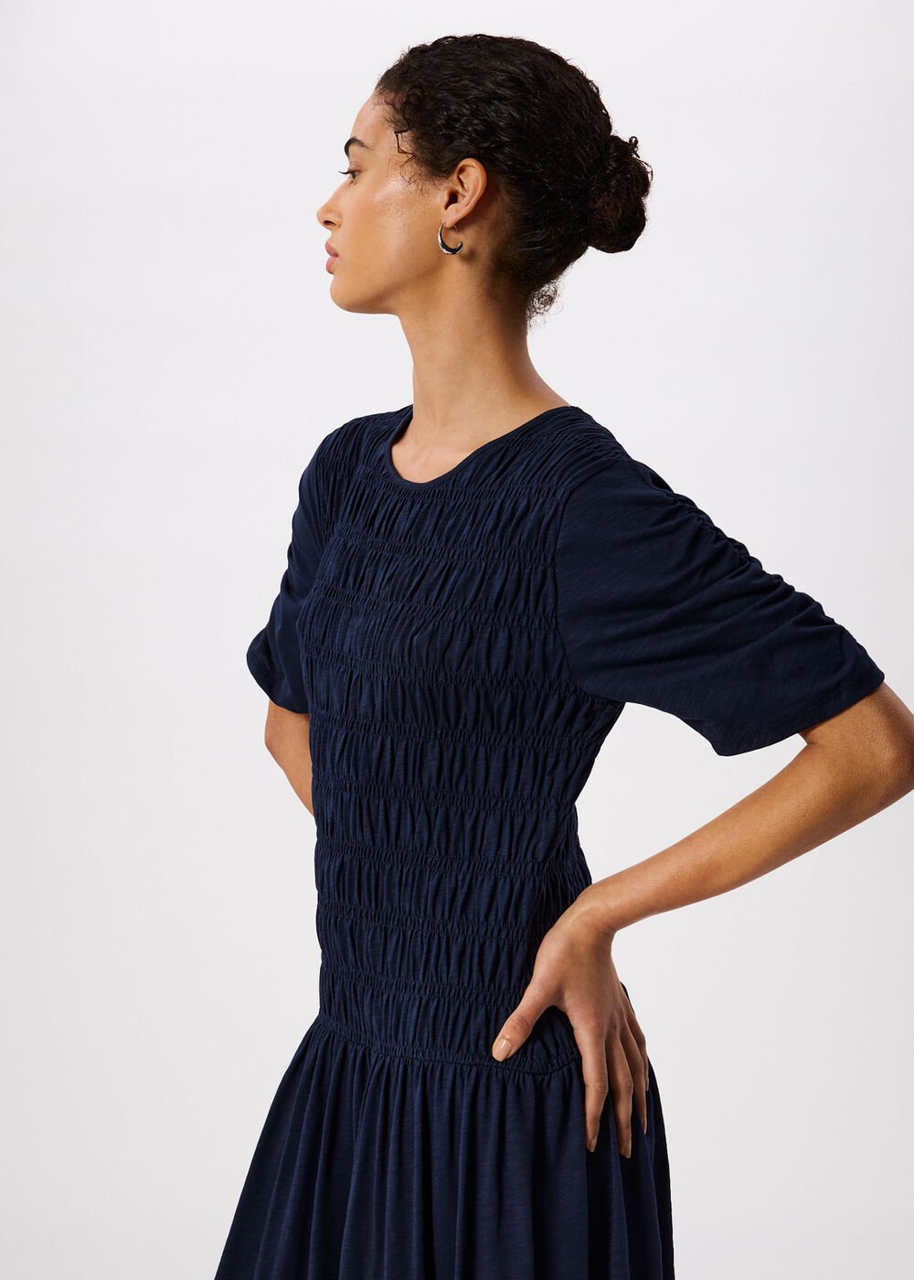 Jersey Shirred Midi Dress