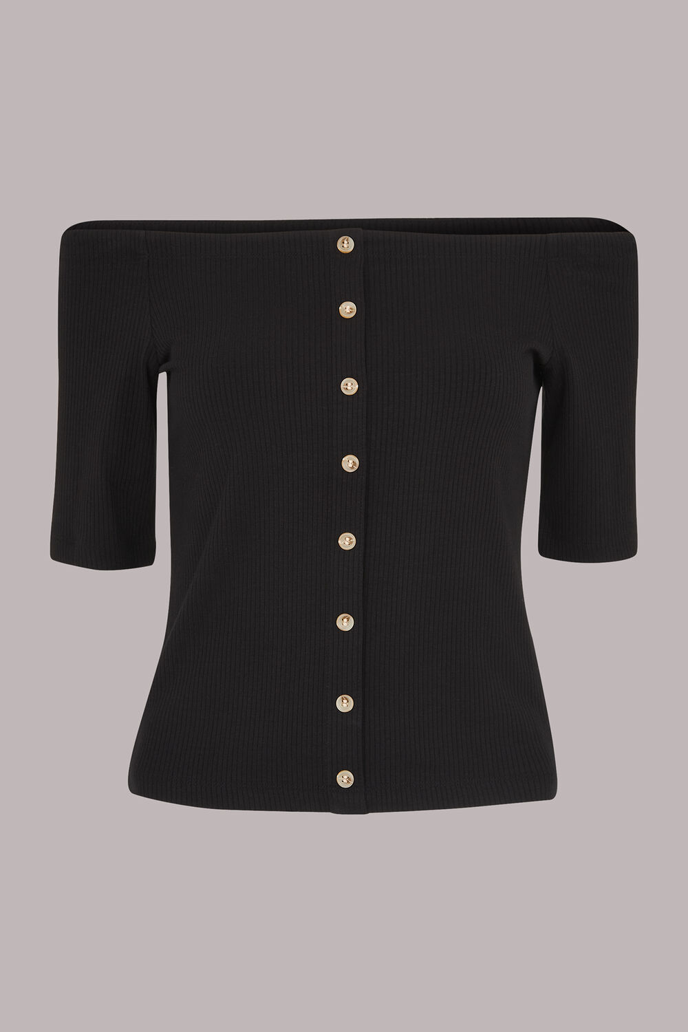 Black Rumi Ribbed Bardot