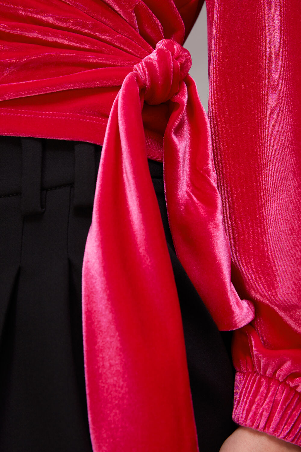 Velvet V Neck Wrap Top