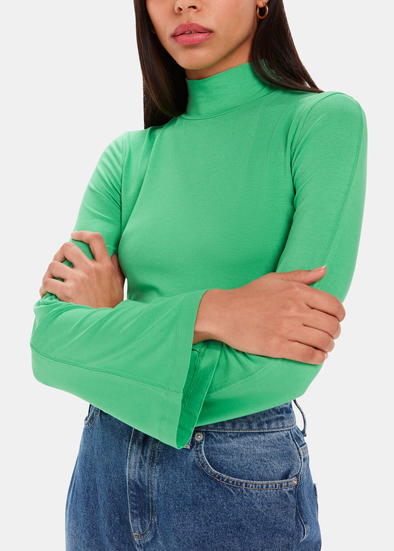 Wide Sleeve High Neck Top