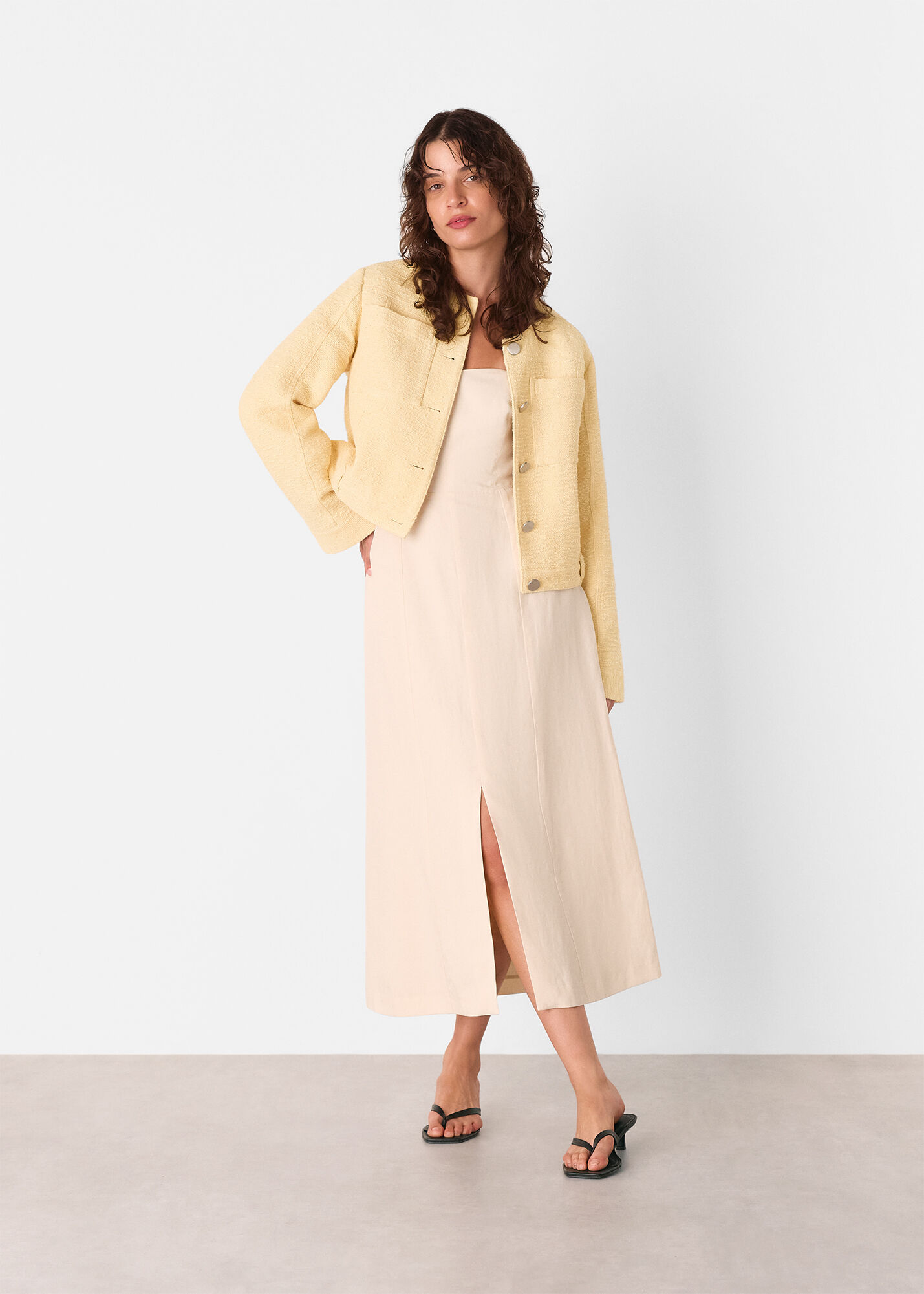 Butter Textured Collarless Jacket | WHISTLES | Whistles US |
