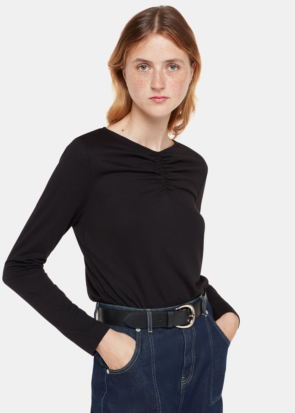 High V Neck Ruched Top