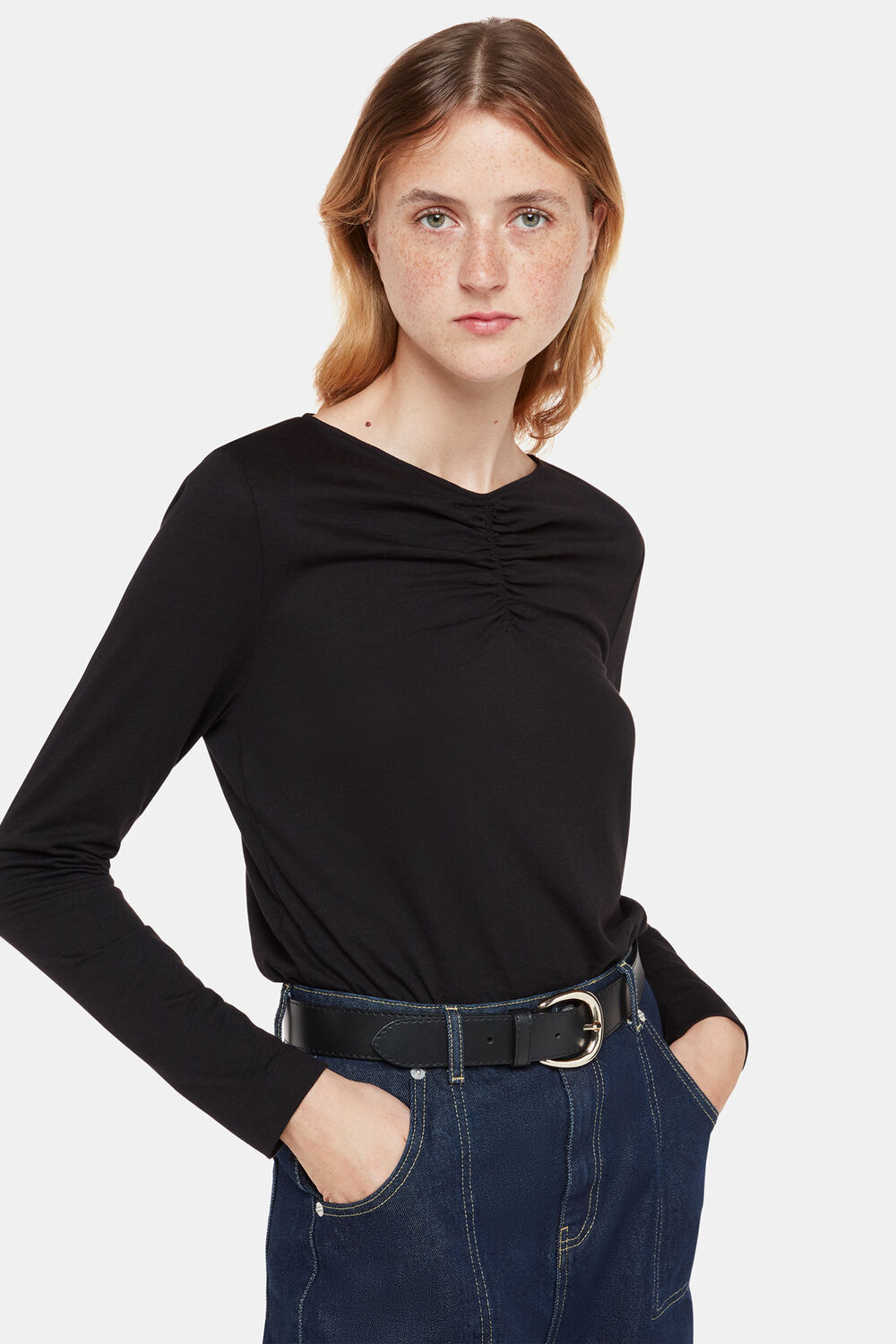 High V Neck Ruched Top