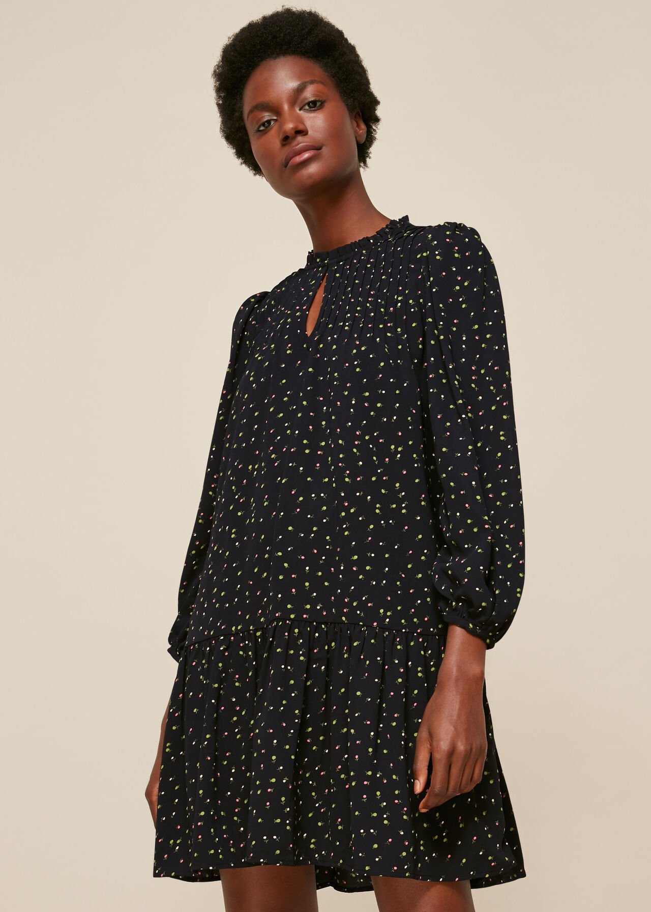 Bright Bud Print Smock Dress