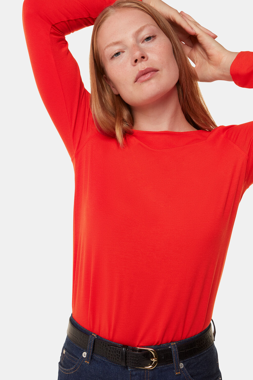 Slim Straight Neck Jersey Top