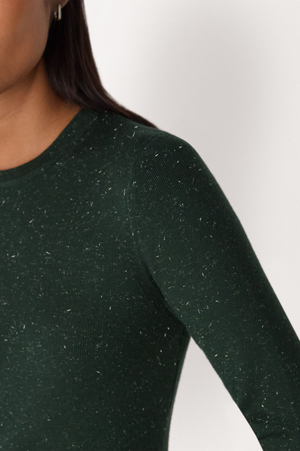 Dark Green Petite Annie Sparkle Knit Dress