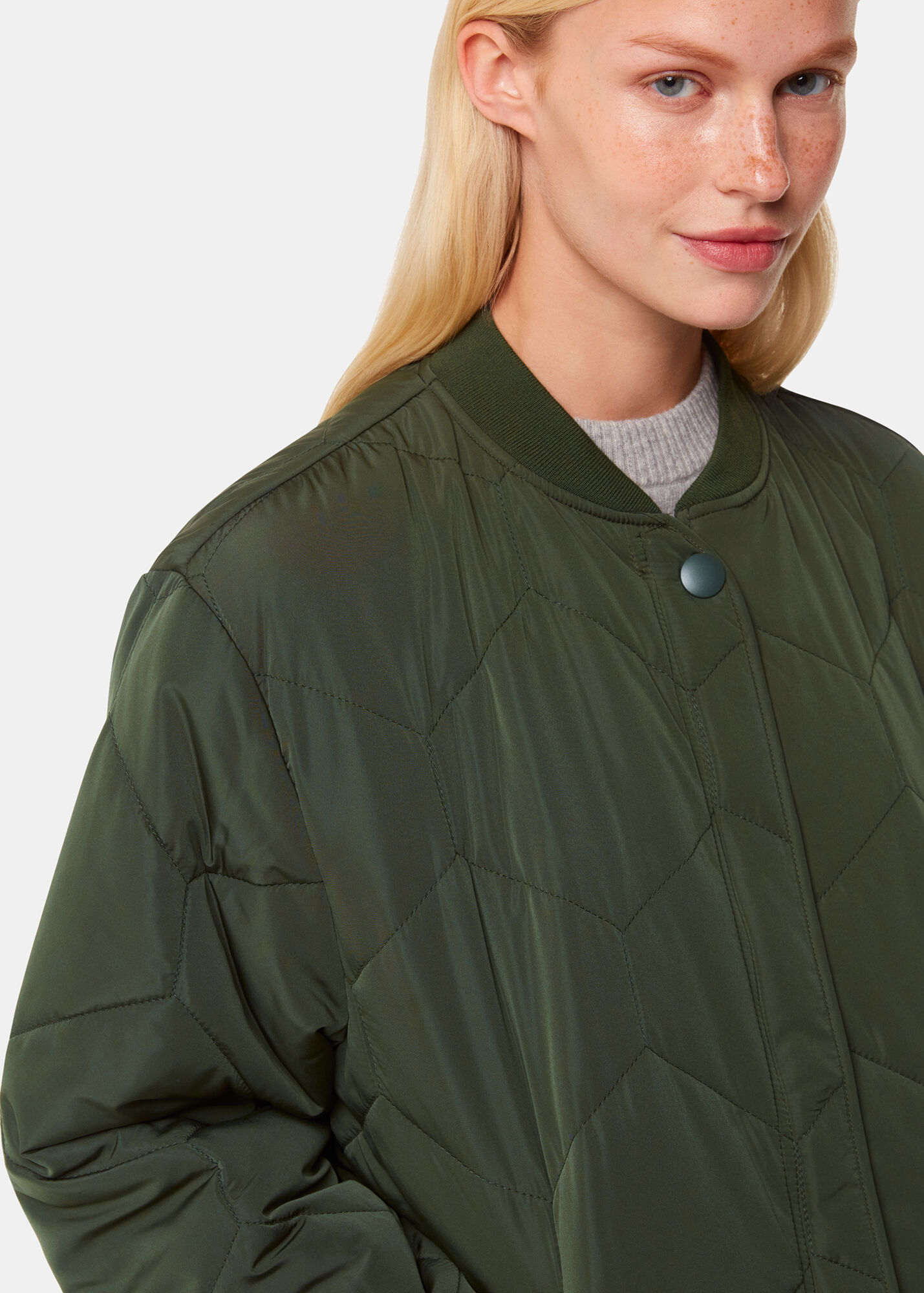 Khaki Ida Short Quilted Coat WHISTLES