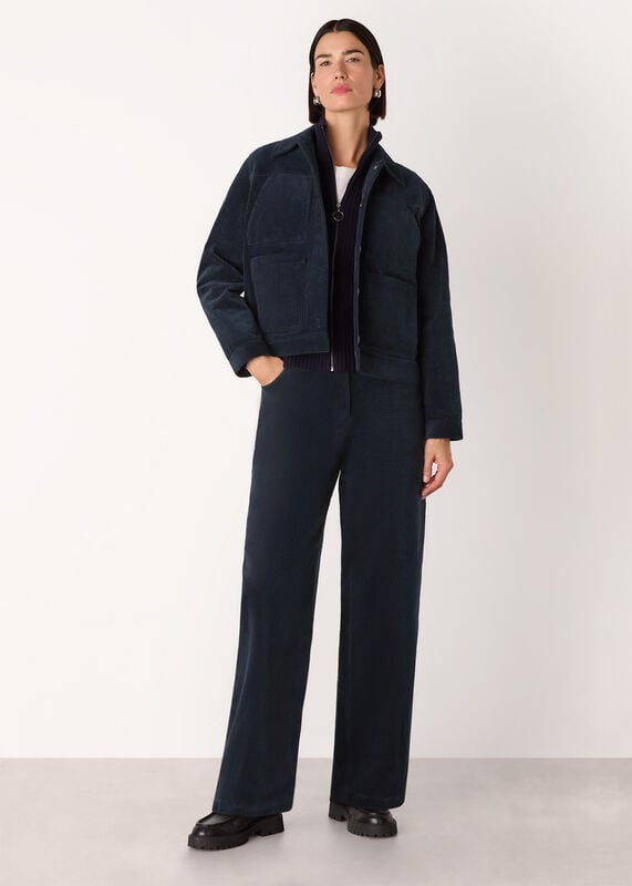 Navy Casual Pocket Cord Jacket