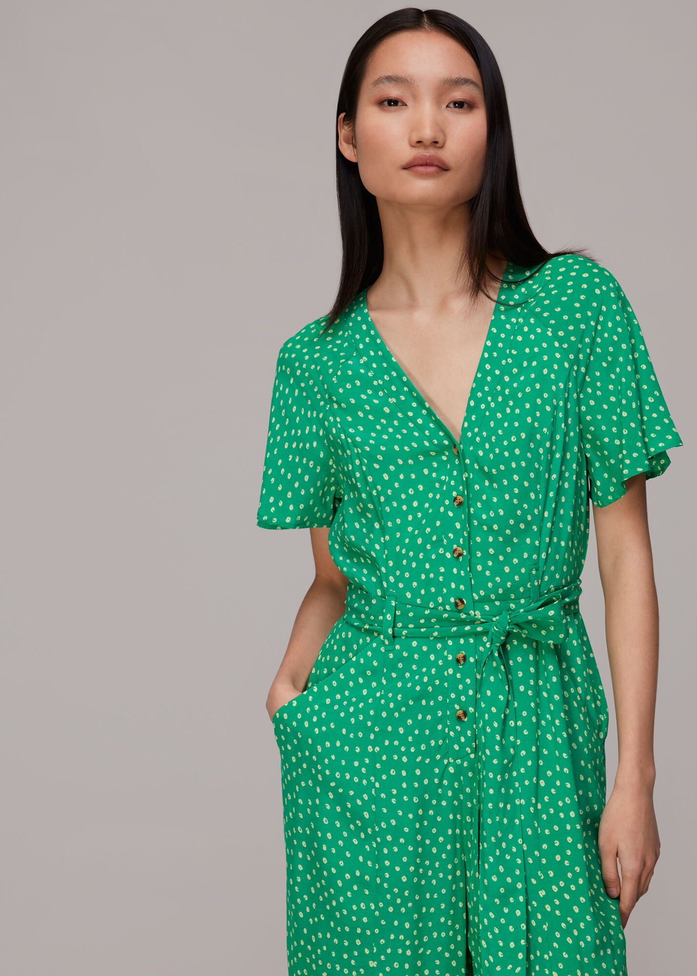 Green/Multi Spot Print Jemma Jumpsuit WHISTLES