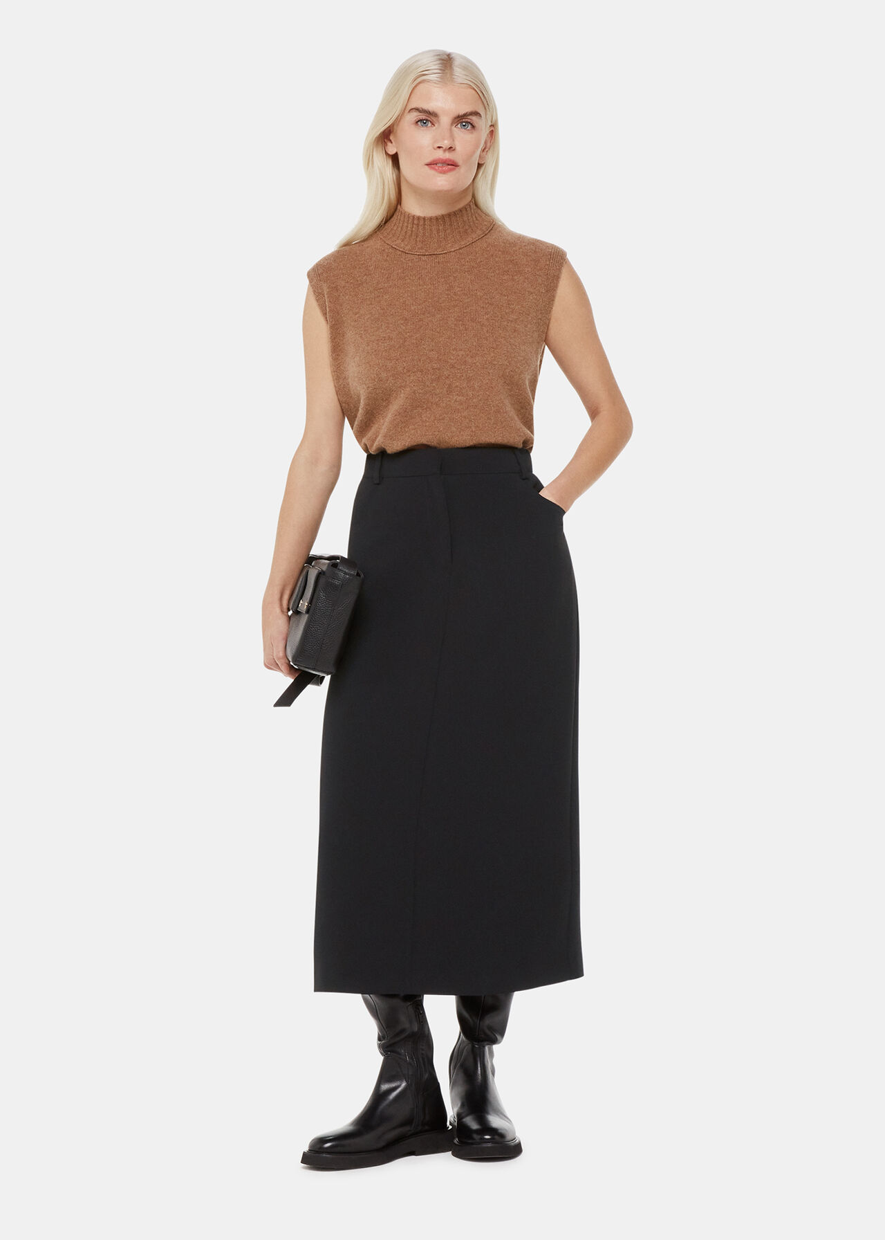 Petite Abigail Tailored Midi Skirt