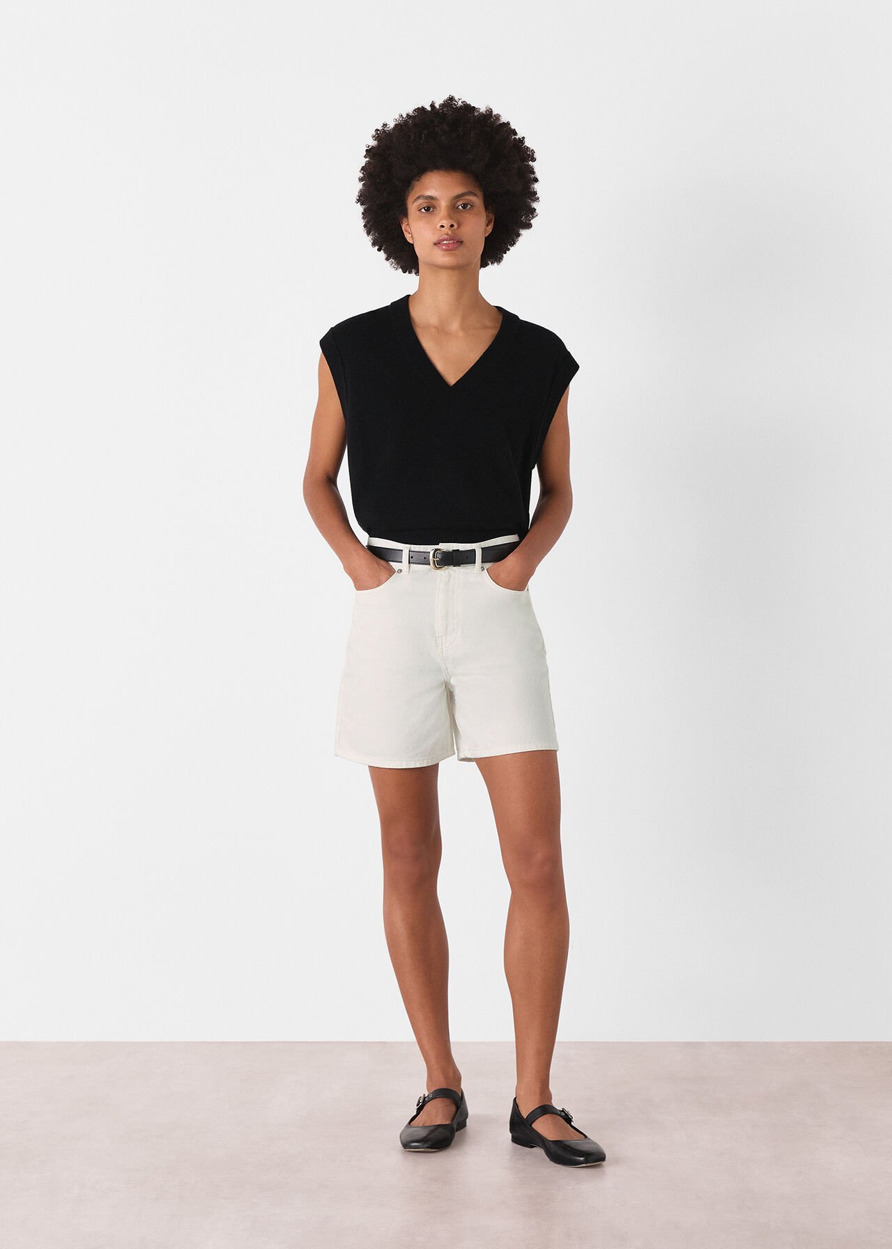 White Authentic Denim Short WHISTLES Whistles UK