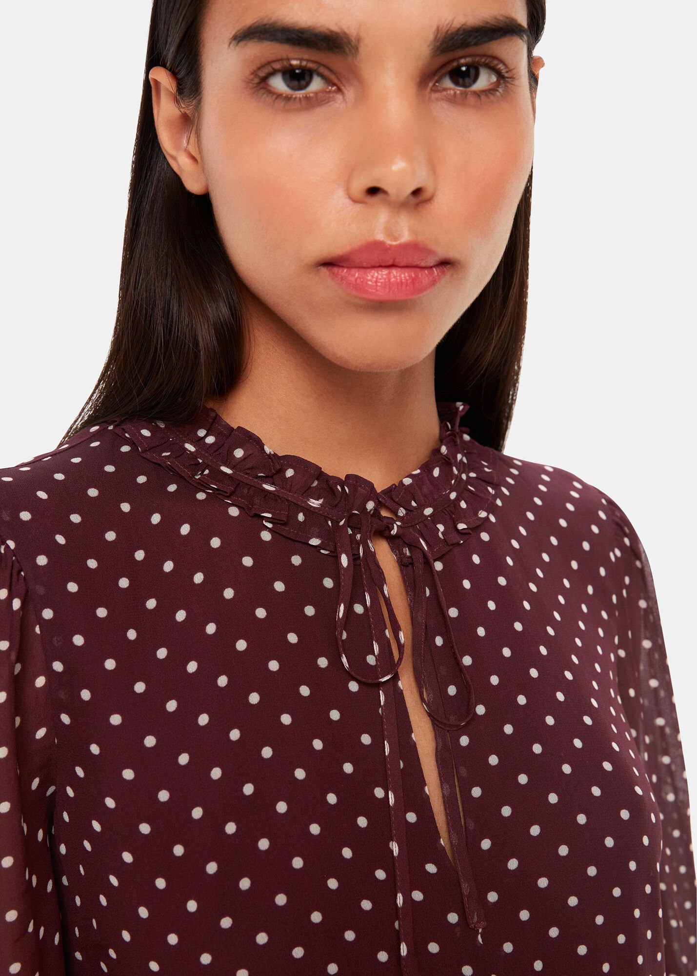 Whistles burgundy spot dress cheap