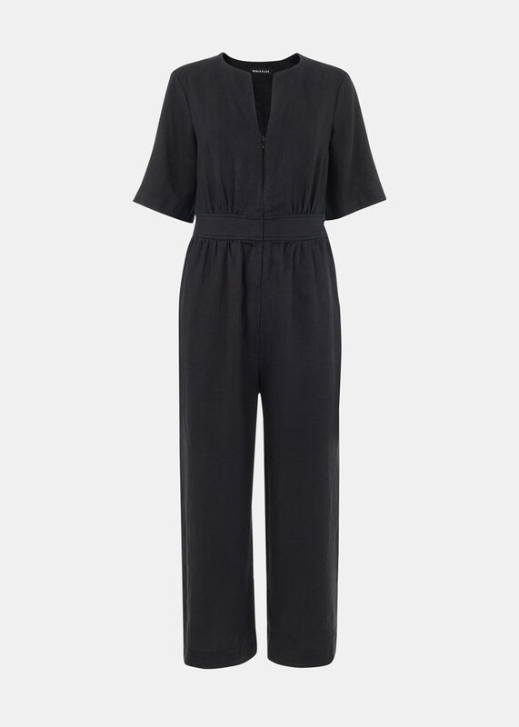 Black Cosima Linen Jumpsuit