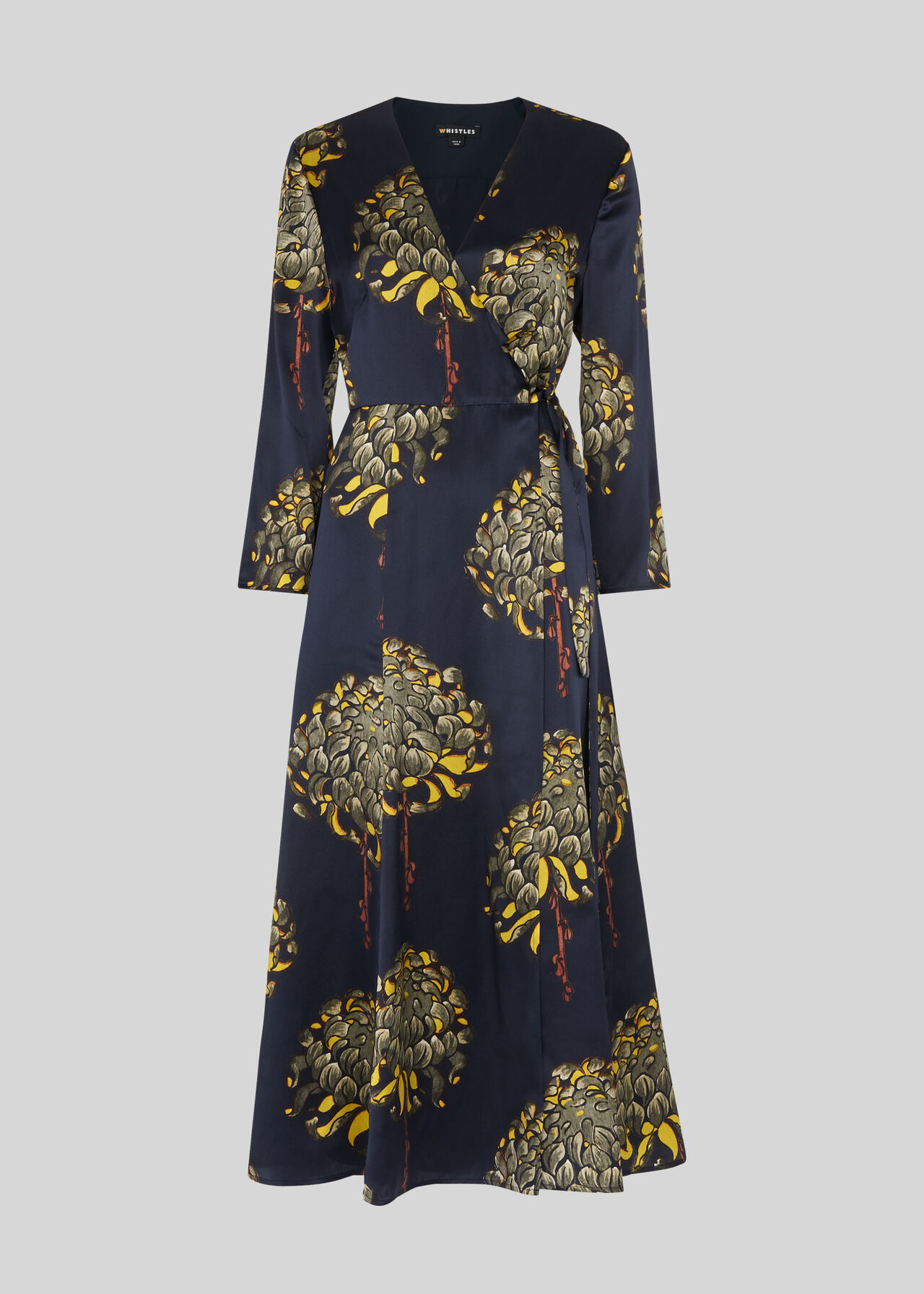 Navy/Multi Gabrielle Silk Wrap Dress | WHISTLES