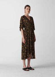 Aster Floral Wrap Dress Black/Multi