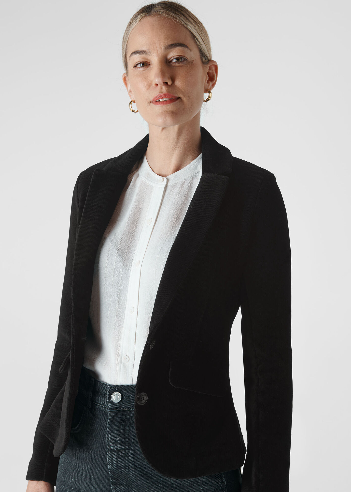 Black Velvet Cord Jersey Jacket WHISTLES