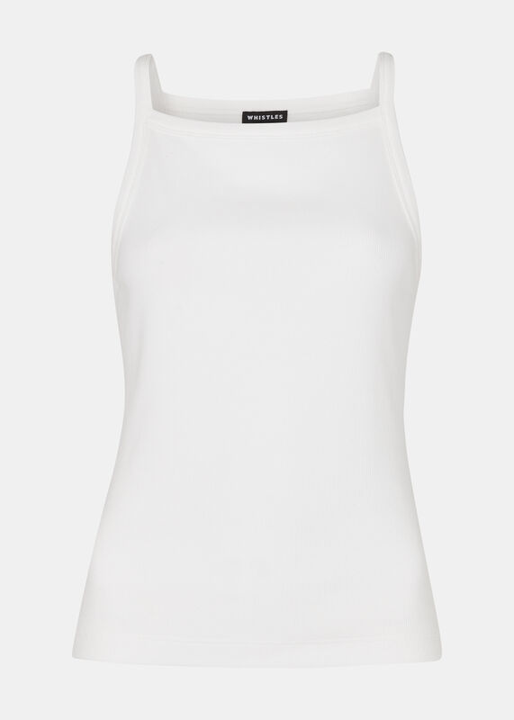 White Straight Neck Vest