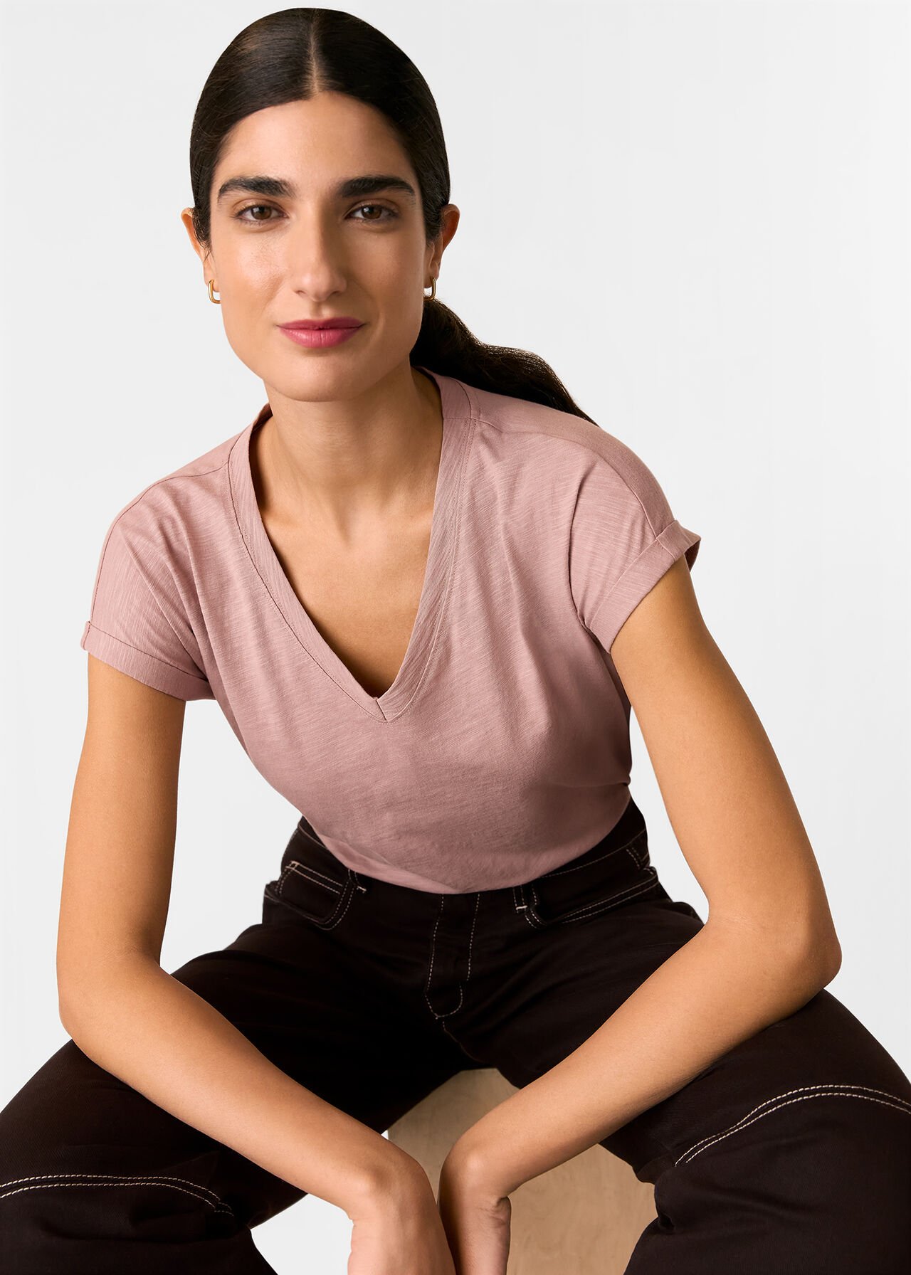 Willa V-Neck Cap Sleeve Tee