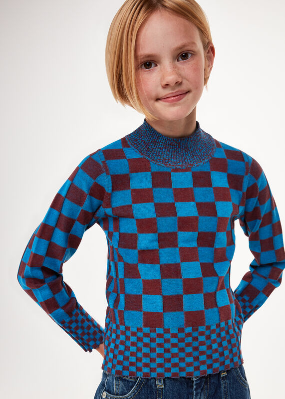 Checkerboard Knit Jumper