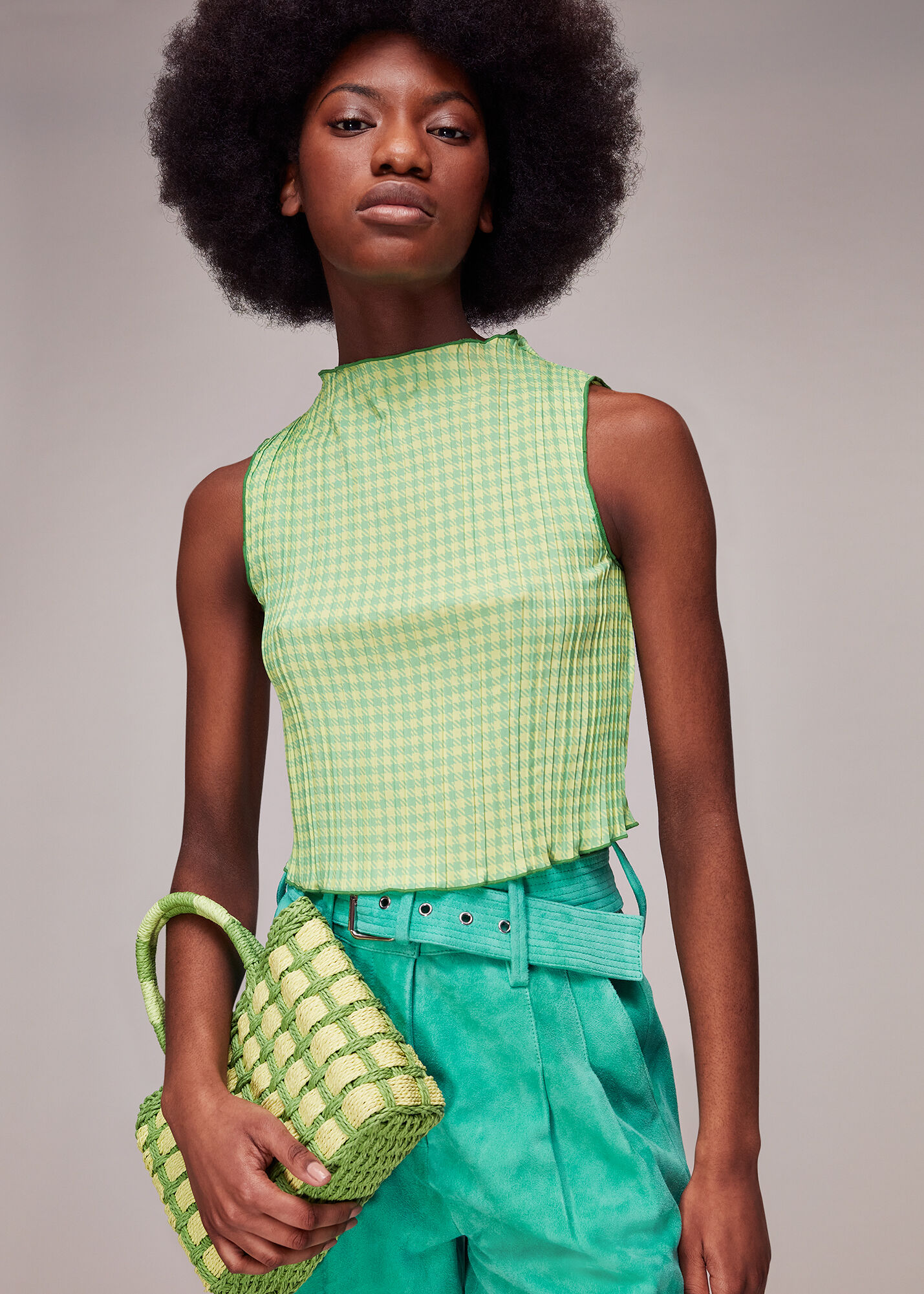 Green belted trousers hotsell