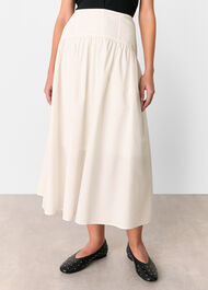 Cotton Waisted Midi Skirt