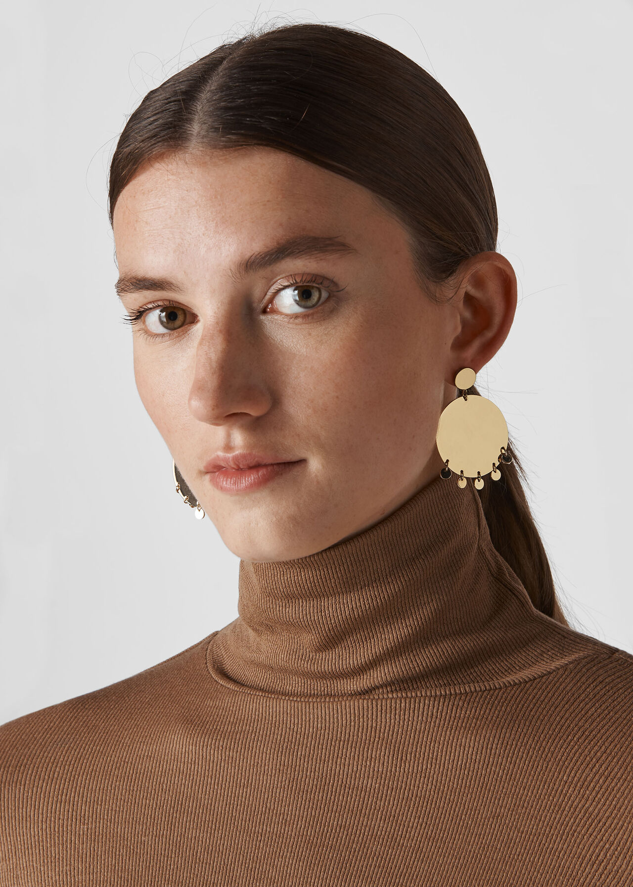 Coin Detail Solid Disc Earring Gold