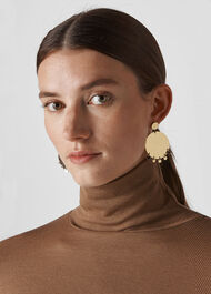 Coin Detail Solid Disc Earring Gold